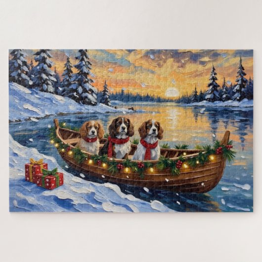 Cavalier King Charles Spaniel Weihnachtsboot Puzzle (Horizontal)