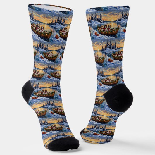 Cavalier King Charles Spaniel Weihnachtsboot Socken (Gewinkelt)