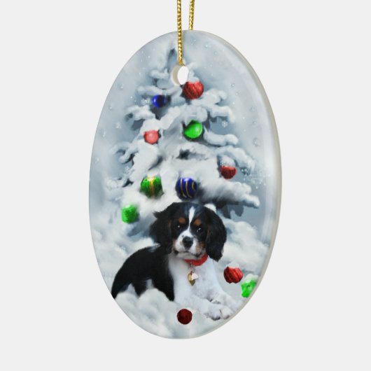 Cavalier King Charles Spaniel Weihnachtsdekoration Keramikornament (Links)