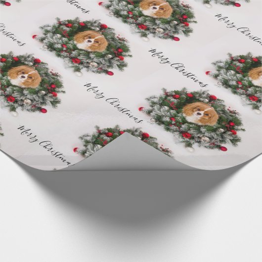 Cavalier King Charles Spaniel Weihnachtsfeier Geschenkpapier (Ecke)