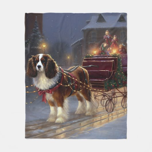 Cavalier King Charles Spaniel Weihnachtsfest Fleecedecke (Vorderseite)