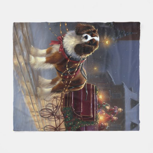 Cavalier King Charles Spaniel Weihnachtsfest Fleecedecke (Vorderseite (Horizontal))