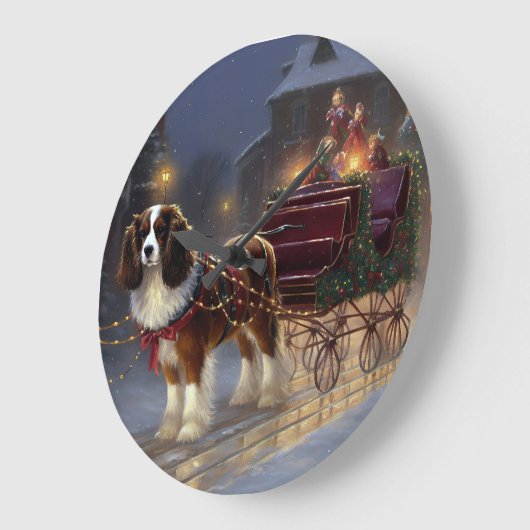 Cavalier King Charles Spaniel Weihnachtsfest Große Wanduhr (Winkel)
