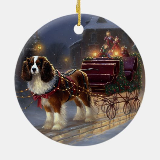 Cavalier King Charles Spaniel Weihnachtsfest Keramik Ornament (Hinten)
