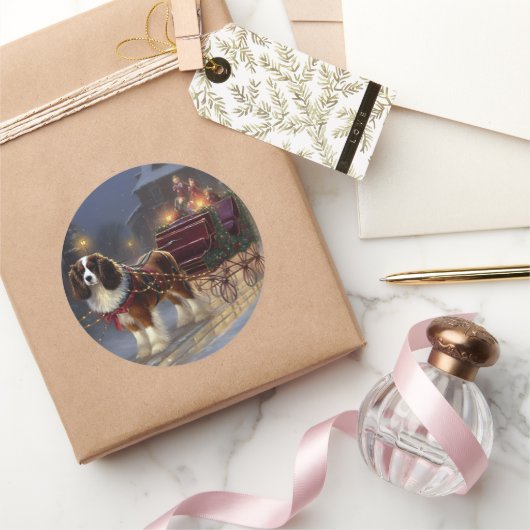 Cavalier King Charles Spaniel Weihnachtsfest Runder Aufkleber (Schenken)