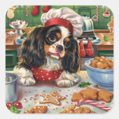Cavalier King Charles Spaniel Weihnachtsgebäck Quadratischer Aufkleber (Vorderseite)