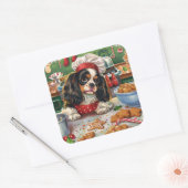 Cavalier King Charles Spaniel Weihnachtsgebäck Quadratischer Aufkleber (Umschlag)