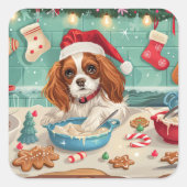 Cavalier King Charles Spaniel Weihnachtsgebäck Quadratischer Aufkleber (Vorderseite)