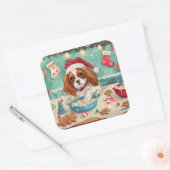 Cavalier King Charles Spaniel Weihnachtsgebäck Quadratischer Aufkleber (Umschlag)