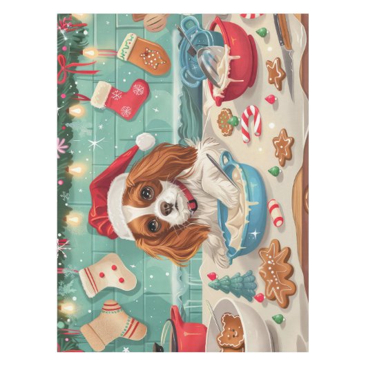 Cavalier King Charles Spaniel Weihnachtsgebäck Tischdecke (Vorderseite)