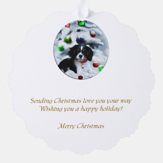 Cavalier King Charles Spaniel Weihnachtsgeschenke Ornament Karte (Rückseite)