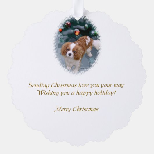 Cavalier King Charles Spaniel Weihnachtsgeschenke Ornament Karte (Rückseite)