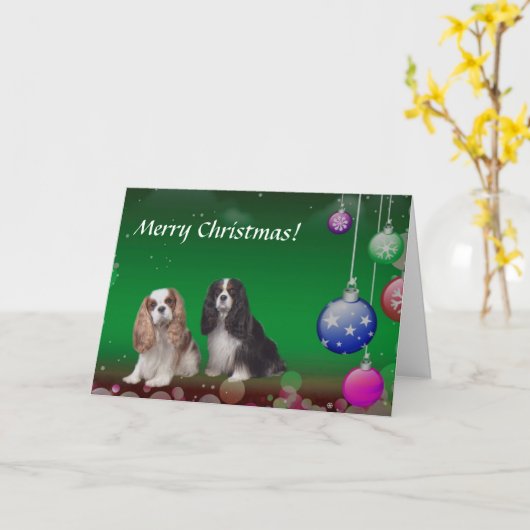 Cavalier King Charles Spaniel Weihnachtskarte Karte (Gelbe Blume)