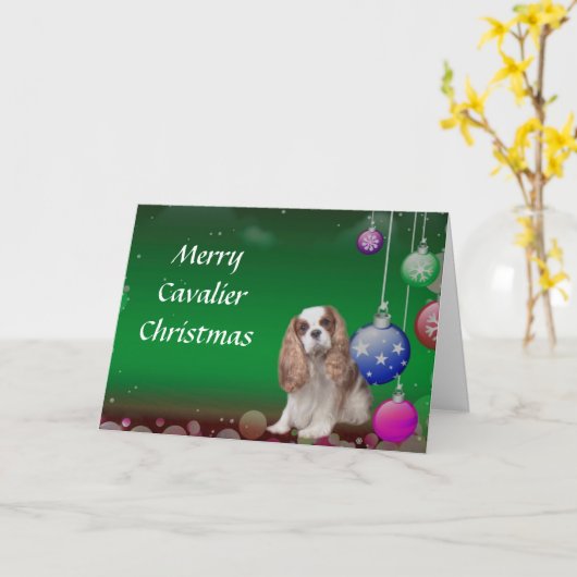 Cavalier King Charles Spaniel Weihnachtskarte Karte (Gelbe Blume)