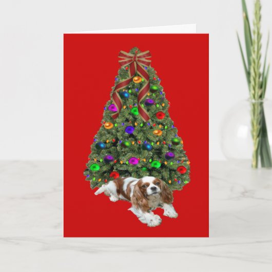 Cavalier King Charles Spaniel Weihnachtskartenbaum Feiertagskarte (Vorderseite)