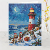 Cavalier King Charles Spaniel Weihnachtsleuchtturm Karte (Gelbe Blume)