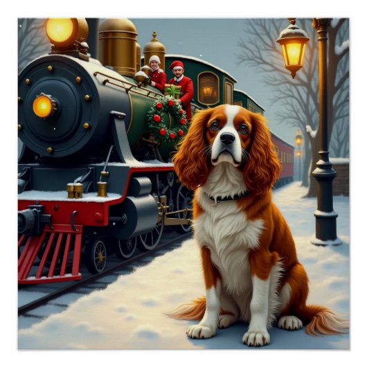 Cavalier King Charles Spaniel Weihnachtsschiene Poster (Vorderseite)