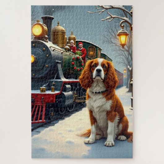 Cavalier King Charles Spaniel Weihnachtsschiene Puzzle (Vertikal)
