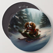 Cavalier King Charles Spaniel Weihnachtsschnee Button (Vorne & Hinten)