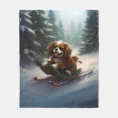 Cavalier King Charles Spaniel Weihnachtsschnee Fleecedecke (Vorderseite)
