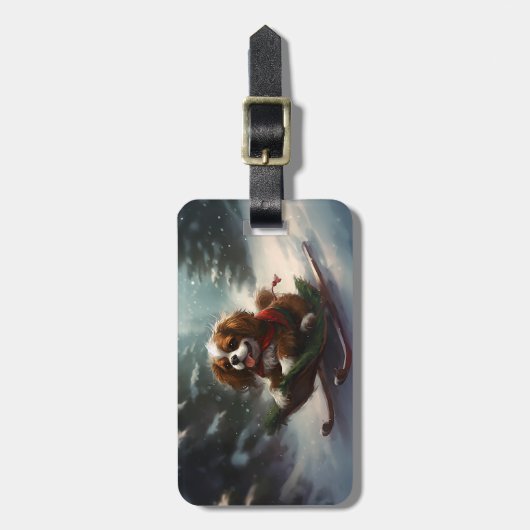 Cavalier King Charles Spaniel Weihnachtsschnee Gepäckanhänger (Vorderseite vertikal)