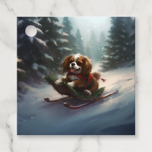 Cavalier King Charles Spaniel Weihnachtsschnee Geschenkanhänger (Vorderseite)