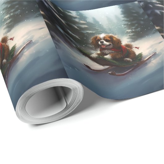 Cavalier King Charles Spaniel Weihnachtsschnee Geschenkpapier (Rolleneckpunkt)