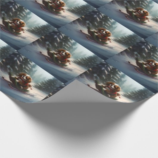 Cavalier King Charles Spaniel Weihnachtsschnee Geschenkpapier (Ecke)