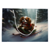 Cavalier King Charles Spaniel Weihnachtsschnee Große Geschenktüte (Rückseite)