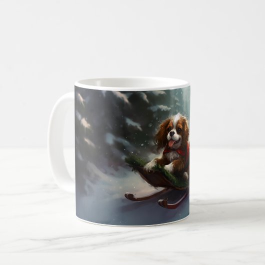 Cavalier King Charles Spaniel Weihnachtsschnee Kaffeetasse (Vorderseite Links)