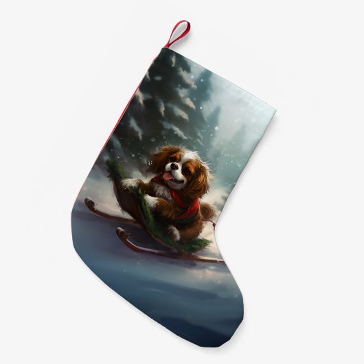 Cavalier King Charles Spaniel Weihnachtsschnee Kleiner Weihnachtsstrumpf (Vorderansicht (hängend))