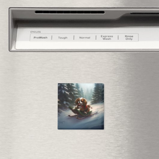 Cavalier King Charles Spaniel Weihnachtsschnee Magnet (In Situ (Geschirrspüler))