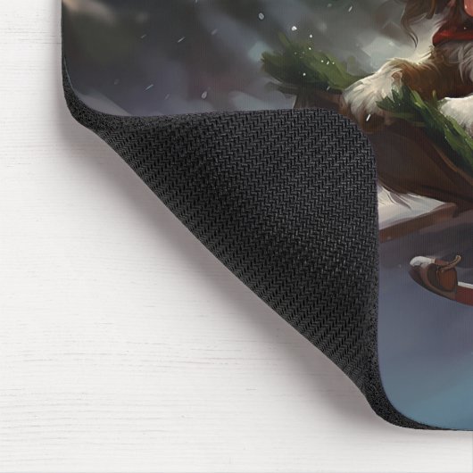 Cavalier King Charles Spaniel Weihnachtsschnee Mousepad (Ecke)