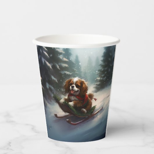 Cavalier King Charles Spaniel Weihnachtsschnee Pappbecher (Vorderseite)