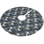 Cavalier King Charles Spaniel Weihnachtsschnee Polyester Weihnachtsbaumdecke (Schrägansicht)