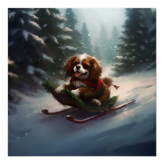 Cavalier King Charles Spaniel Weihnachtsschnee Poster (Vorderseite)