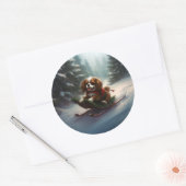 Cavalier King Charles Spaniel Weihnachtsschnee Runder Aufkleber (Umschlag)