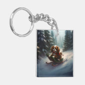 Cavalier King Charles Spaniel Weihnachtsschnee Schlüsselanhänger (Vorderseite links)