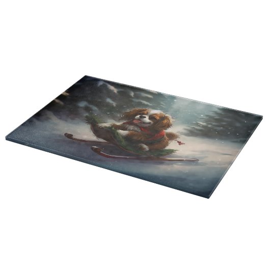Cavalier King Charles Spaniel Weihnachtsschnee Schneidebrett (Ecke)