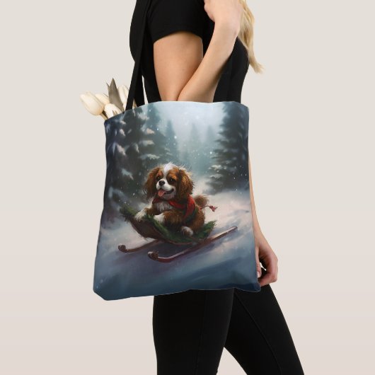 Cavalier King Charles Spaniel Weihnachtsschnee Tasche (Von Nahem)