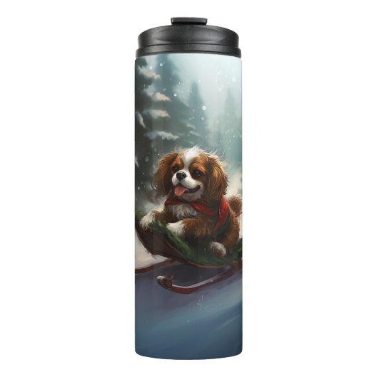 Cavalier King Charles Spaniel Weihnachtsschnee Thermosbecher (Vorderseite)