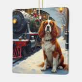 Cavalier King Charles Spaniel Weihnachtszug Keramikornament (Links)