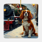 Cavalier King Charles Spaniel Weihnachtszug Keramikornament (Rückseite)