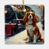 Cavalier King Charles Spaniel Weihnachtszug Keramikornament (Vorderseite)