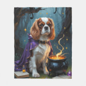 Cavalier King Charles Spaniel Whimsical Halloween Fleecedecke (Vorderseite)