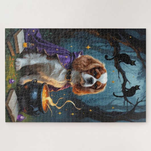 Cavalier King Charles Spaniel Whimsical Halloween Puzzle (Horizontal)