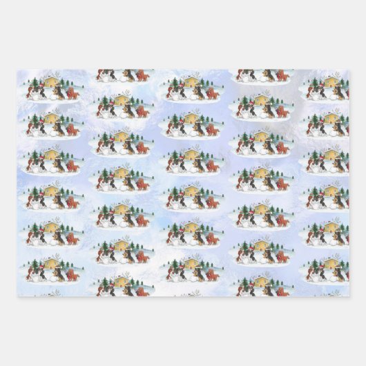 Cavalier King Charles Spaniel Winter Holiday Geschenkpapier Set (Vorderseite 2)