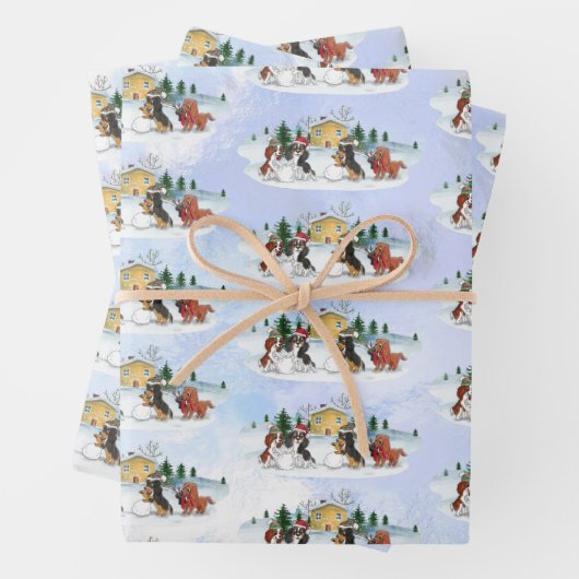 Cavalier King Charles Spaniel Winter Holiday Geschenkpapier Set (Beispiel)