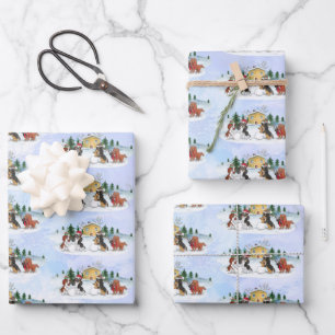 Cavalier King Charles Spaniel Winter Holiday Geschenkpapier Set