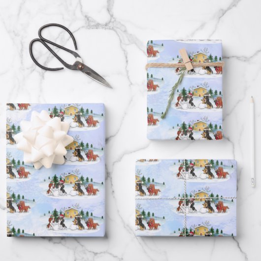 Cavalier King Charles Spaniel Winter Holiday Geschenkpapier Set (Vorderseite)